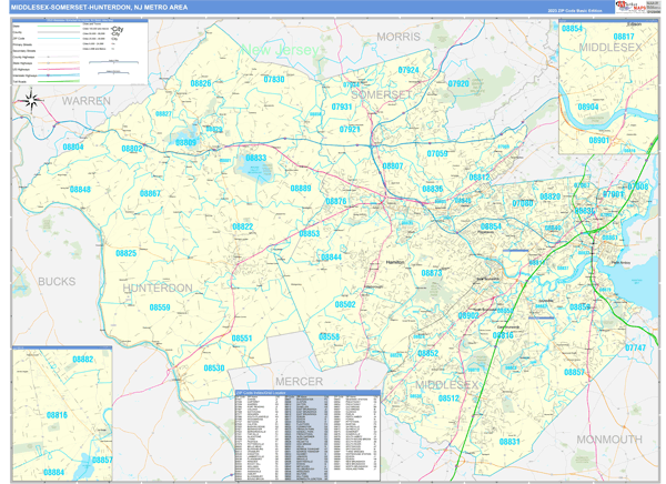 Middlesex-Somerset-Hunterdon Metro Area Map Book Basic Style